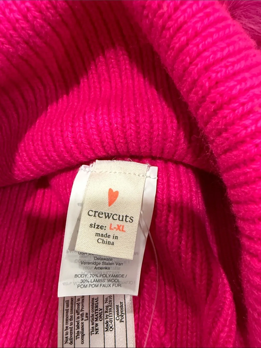 Crewcuts Hot Pink Knit Beanie with Pink Ombre Double Poms